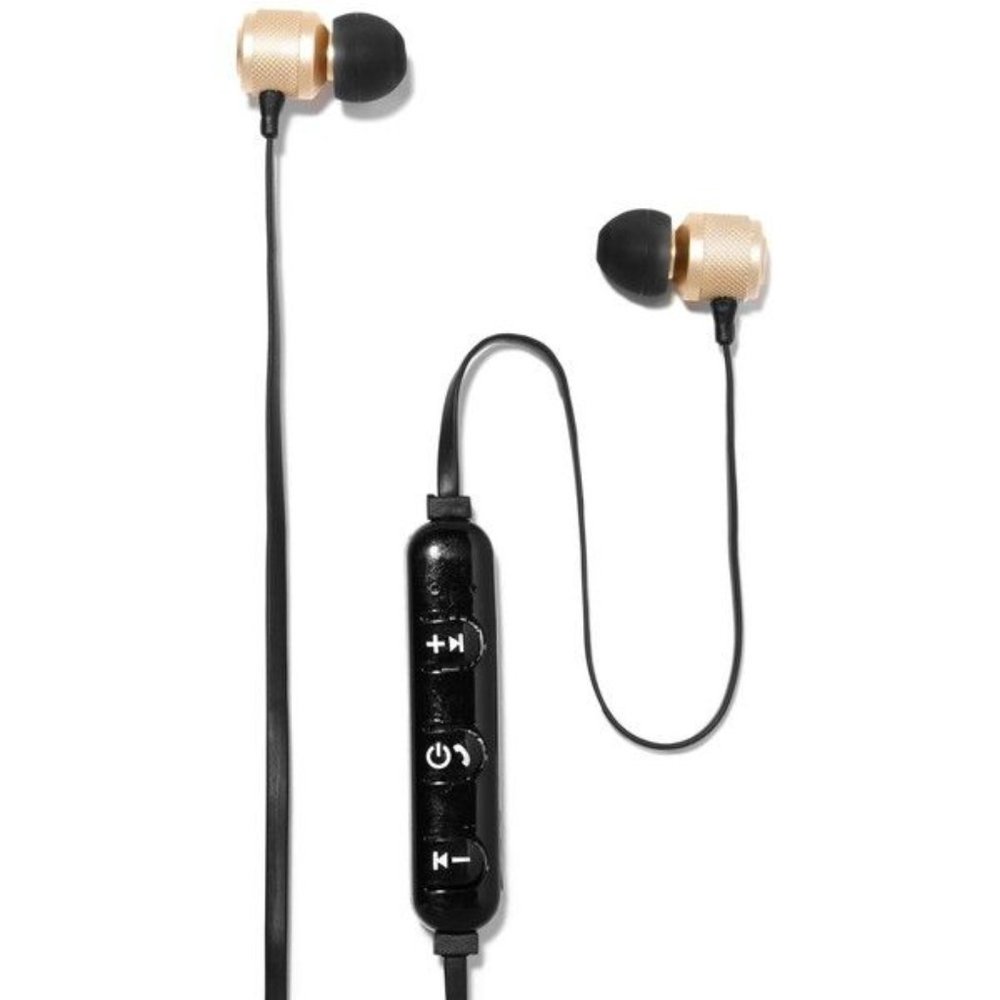 Polaroid Wireless Bluetooth Gold Metallic Earbuds Tangle-Free Unisex